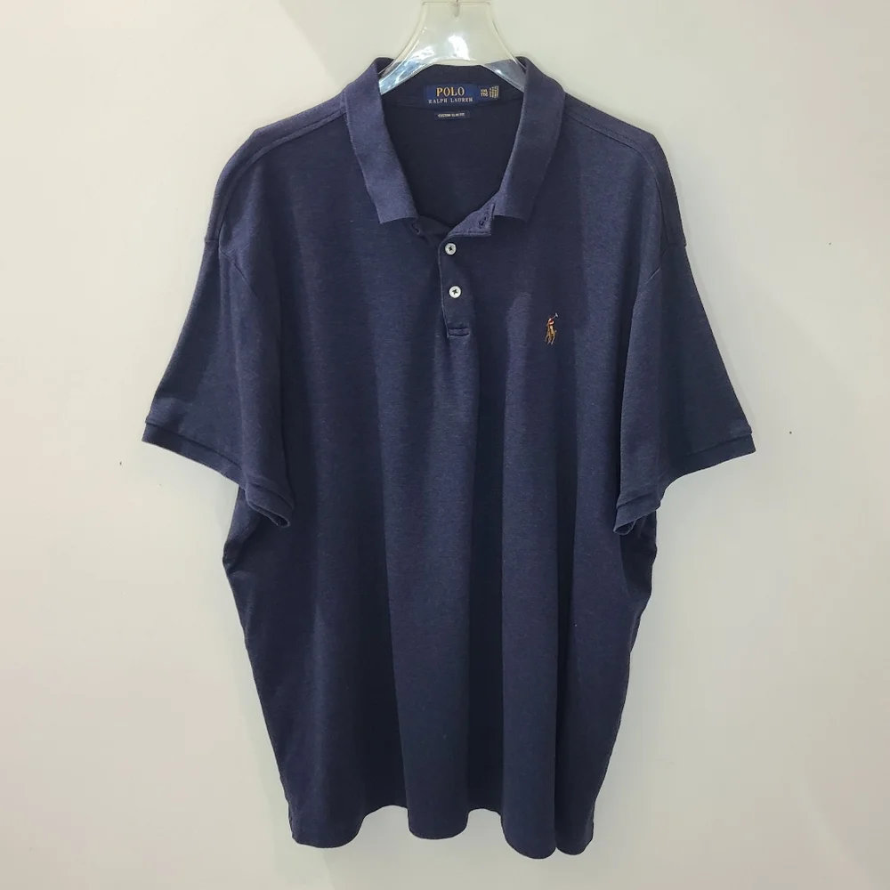 POLO RALPH LAUREN Polo Shirt Pima Cotton Custom-Fit French Navy XXL